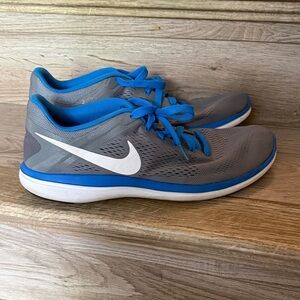 Nike Gray and Blue Fitsole Running Shoes